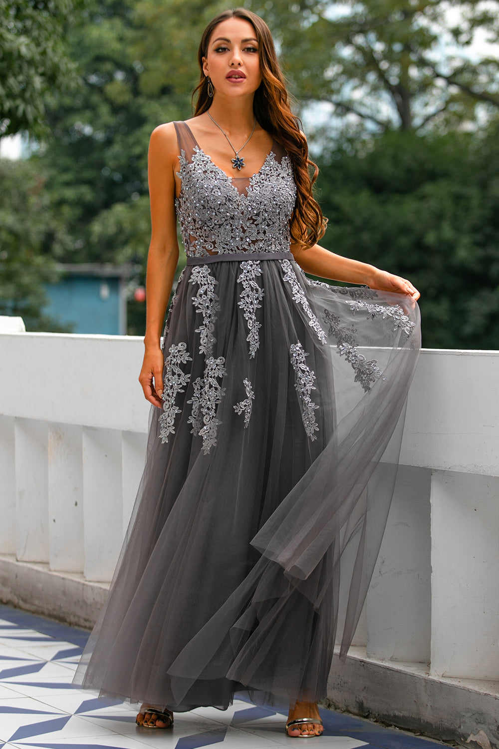 grey formal dress